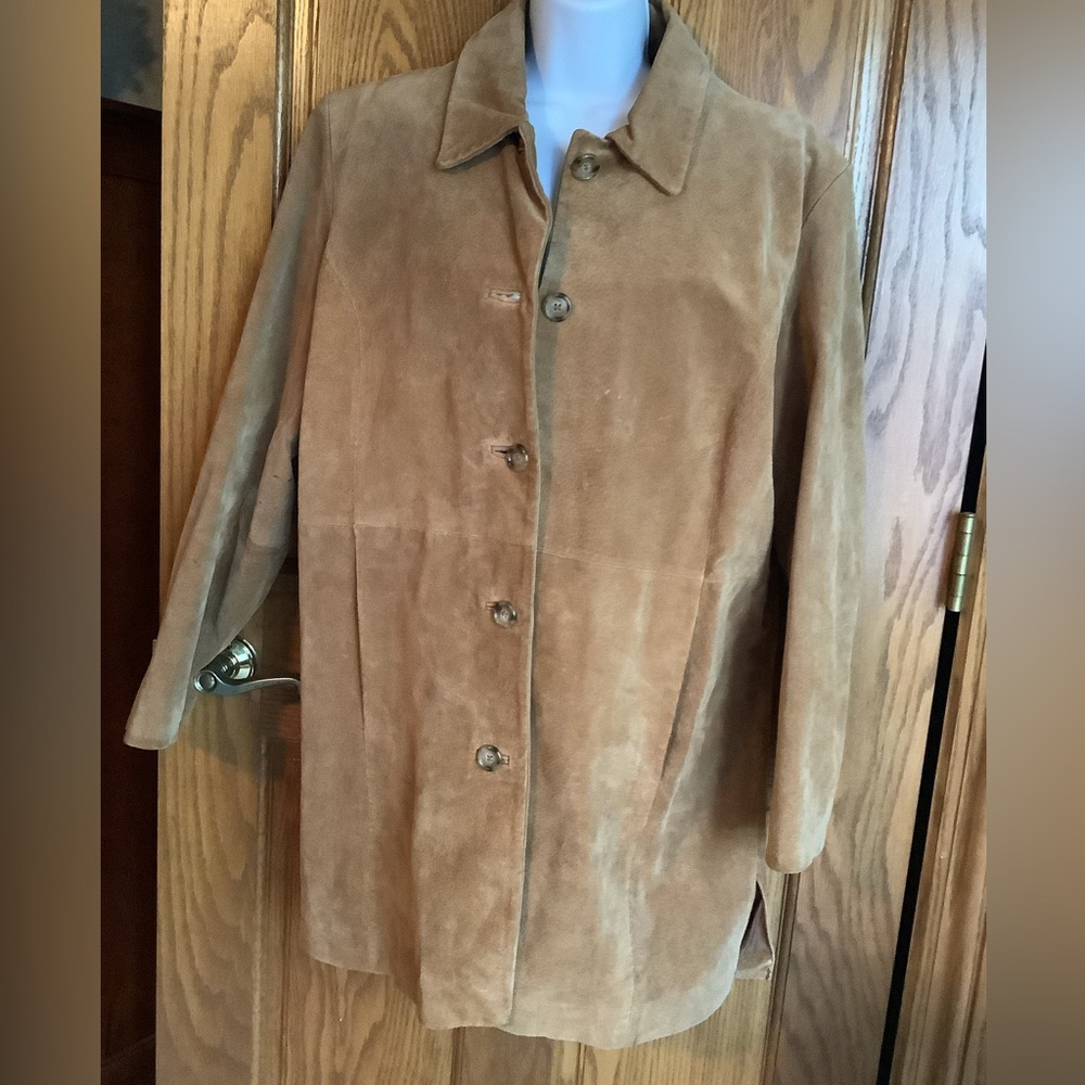 Suede Genuine Leather car coat. Large . used